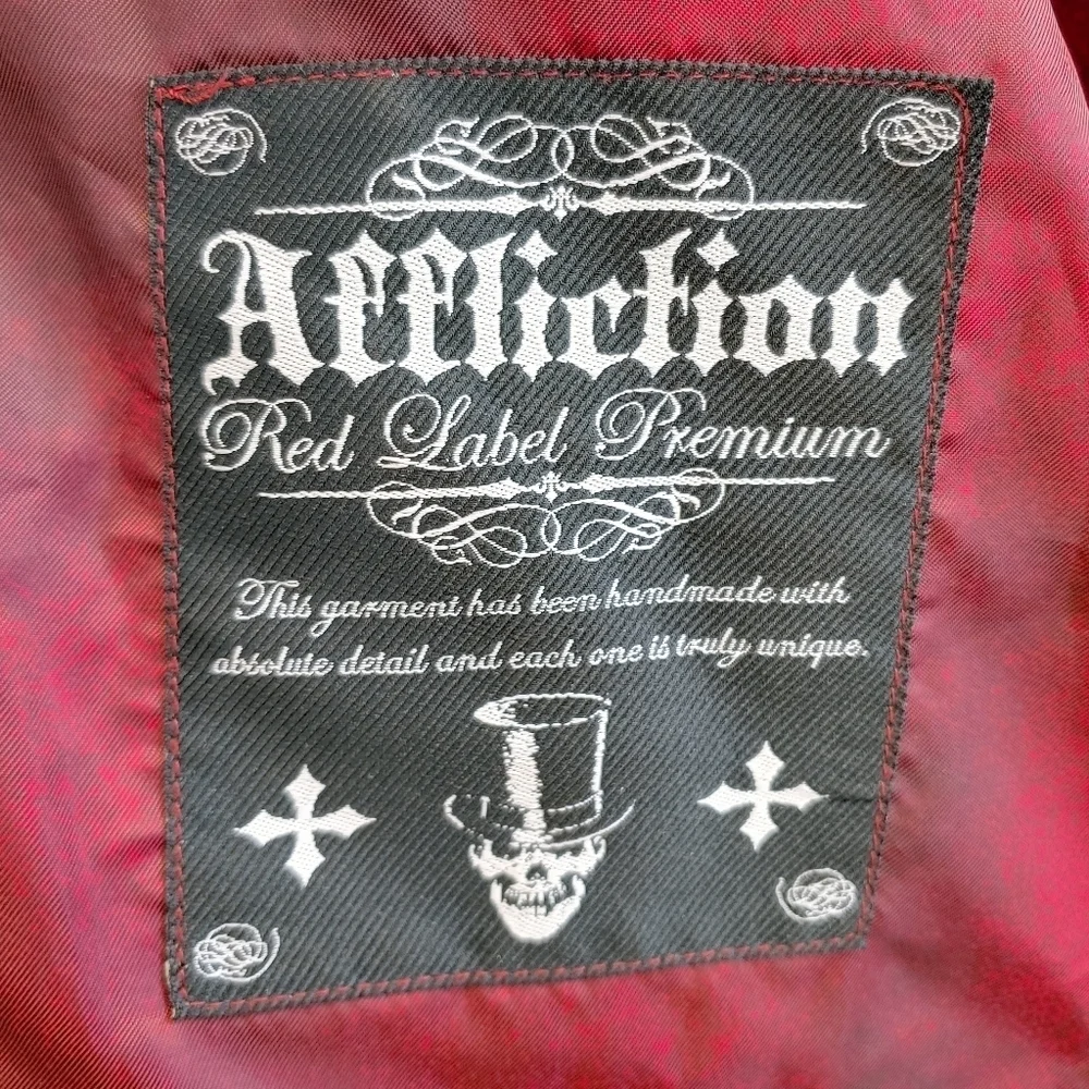 Affliction Men's Dark Green Gray Red Label Premium Cotton Sport Coat Sz 44/46